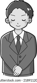 Illustration of a man in a suit bowing