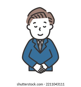 Illustration of a man in a suit bowing