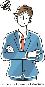 Illustration of a man in a suit businessman in distress.