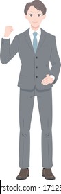 Illustration of a man in a suit cheering
