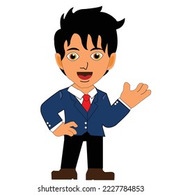 illustration of a man in a suit in a cool and neat style being happy can be seen from the expression on the face that is so cheerful