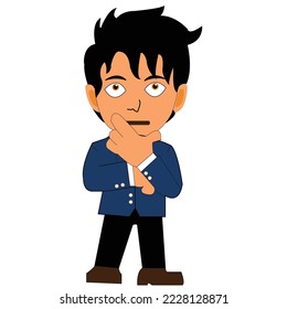 illustration of a man in a suit in a cool and neat style was confused about something
