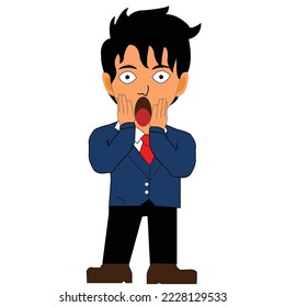 illustration of a man in a suit in a cool and neat style looks shocked