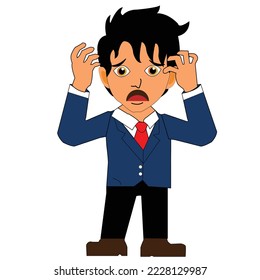 illustration of a man in a suit in a cool and neat style looking frustrated