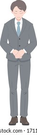 Illustration of a man in a suit greeting you