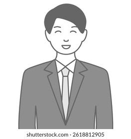 Illustration of a man in a suit looking forward with a smile
