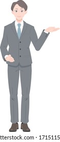 
Illustration of a man in a suit presenting