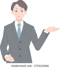 
Illustration of a man in a suit presenting