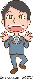 Illustration of a man in a suit shining eyes