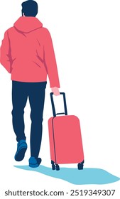 illustration of a man with a suitcase without background