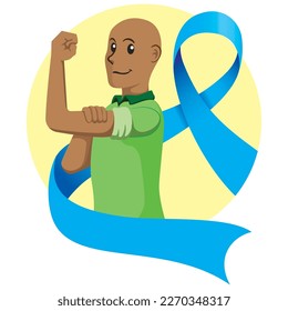 illustration man in support of prostate cancer prevention. lace november blue. ideal for educational and training campaigns