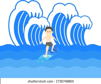 Illustration eines Mannes, der surft.