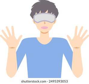 Illustration of a man surprised by virtual reality