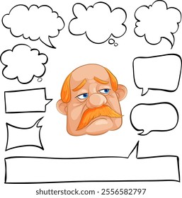 Illustration of a man surrounded by speech bubbles