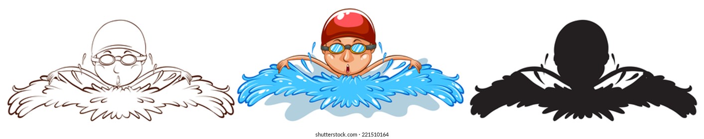 Illustration of a man swimming