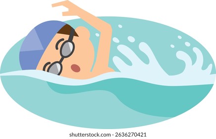 Illustration of a man swimming in a pool
