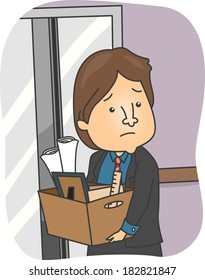 Illustration of a Man Taking His Belongings Home After Being Fired from Work