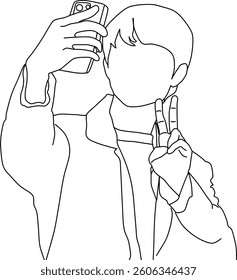 illustration of a man taking a selfie