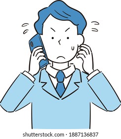 Illustration of a man talking on the phone and rushing to the content