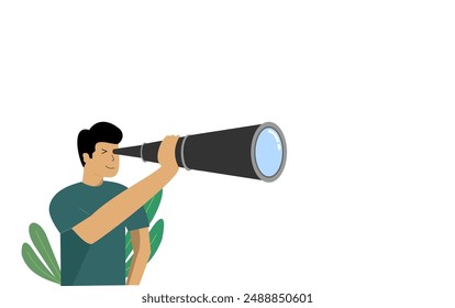 Ilustración del hombre con el telescopio
