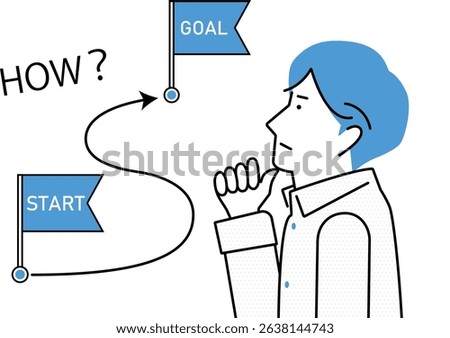 Illustration of a man thinking about the journey from start to finish