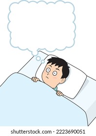 Illustration of a man thinking in bed