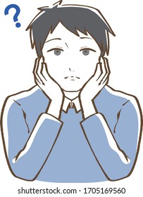 Illustration eines Mannes, der mit einem Wangen-Stock denkt