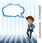 Illustration of a man thinking with an empty callout on a white background