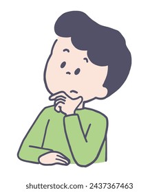 Illustration of a Man Thinking, Upper Body