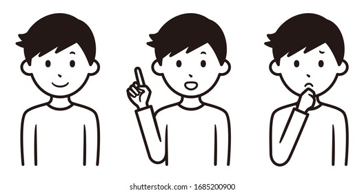 Illustration of a man in three poses.