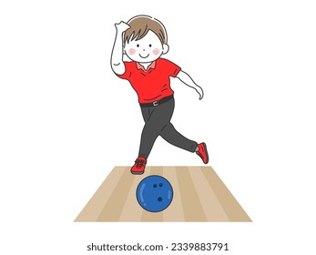Ilustración de un hombre lanzando una bola de bolos.
