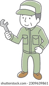 Ilustración de un hombre con una herramienta