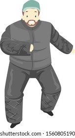 Illustration of a Man Trainer Wearing Dog Training Suit and a Cap