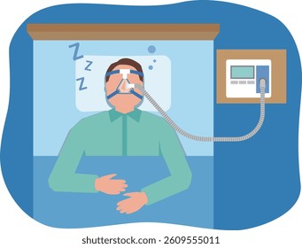 Illustration of a man treating sleep apnea syndrome