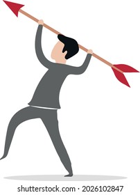 Illustration man trying to throw arrow.