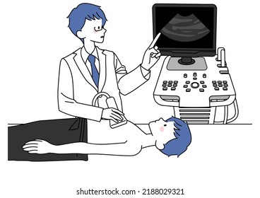 Illustration of a man undergoing a chest echo examination