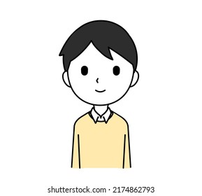 Illustration eines Menschen, Oberkörper, Frontal, Linienzeichnung.