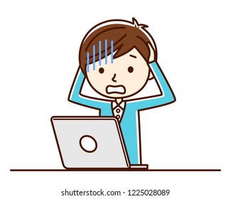Illustration of a man using a computer.
