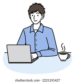 Ilustración del hombre que usa la computadora