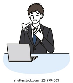 Illustration of man using computer