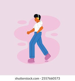 Illustration of a man using headphones
