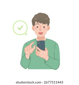 illustration of a man using his smartphone