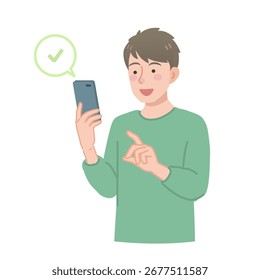 illustration of a man using his smartphone