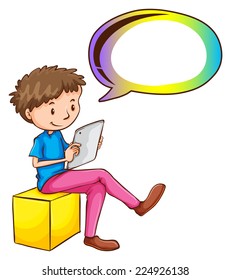 Illustration of a man using a notepad