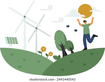 Illustration of a man using renewable energy