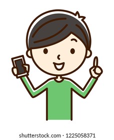 Illustration of a man using a smartphone.
