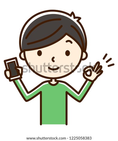 Illustration of a man using a smartphone.