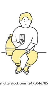 Illustration of a man using a smartphone while sitting