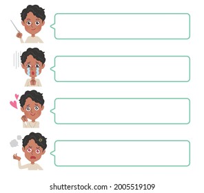 It is an illustration of a man with various emotions and a balloon. Since it is vector art, it can be easily edited.