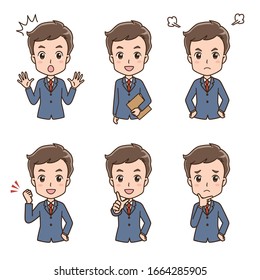 Illustration of a man in various poses _ businessman